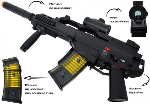 Rifle AEG Airsoft G36 H&K Umarex 6mm + Red dot + Bandoleira 