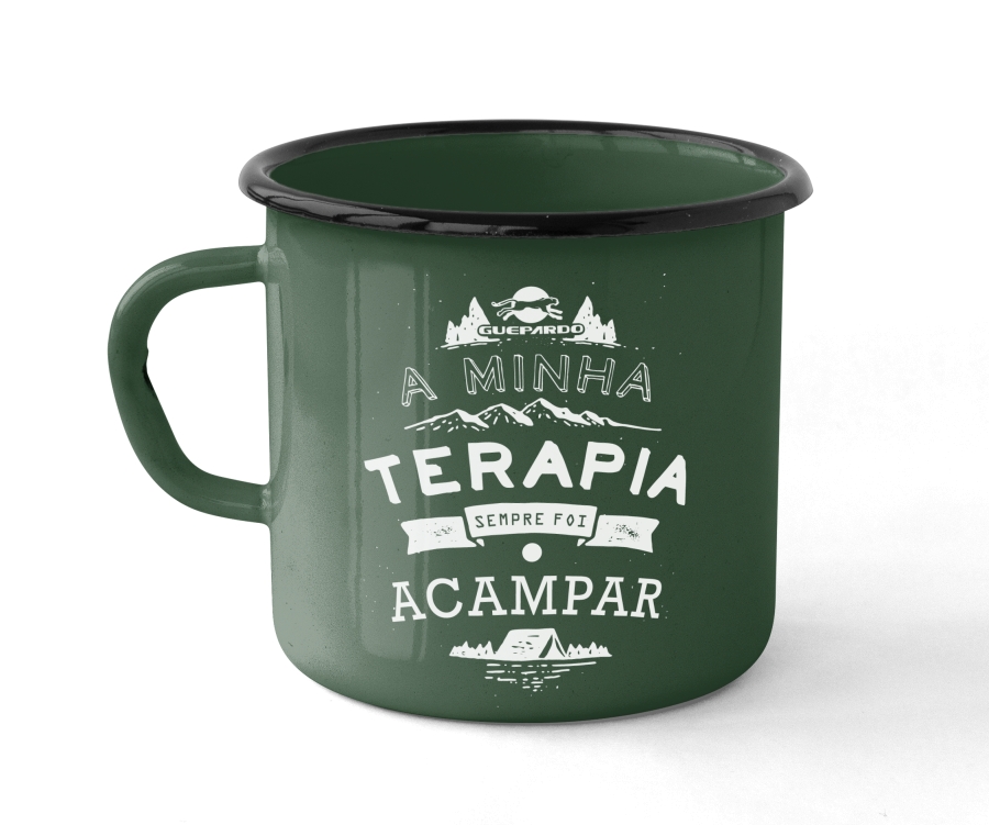 Caneca Esmaltada Camping Terapia Verde Guepardo